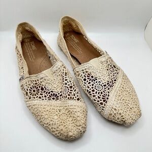 Toms Alpargata Cloudbound Slip On Flat Shoes Natural Moroccan Crochet Sz 7